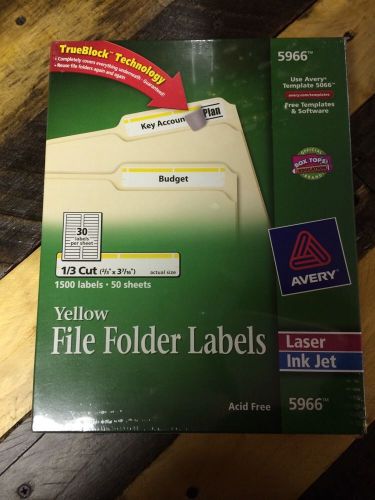 LABELS, YELLOW LASER INK JET FILING LABELS, AVERY 5966 Free Shipping