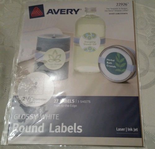 Avery glossy white round labels 2 1/2 inch 27 labels product number 22926