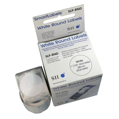 Seiko White Round Labels - Slp-rnd - 1.06&#034; Diameter - 2 Roll - Round - (slprnd)