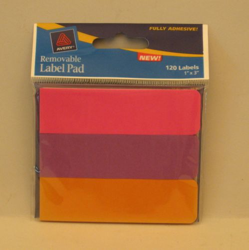20 packs Avery Removable Label Pads 1&#034;x3&#034; 22010 22011 22012 Assorted Colors
