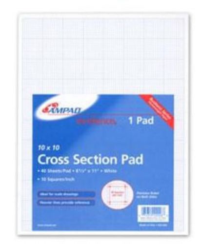 Ampad cross section pad 8-1/2&#039;&#039; x 11&#039;&#039; white 10&#039;&#039; x 10&#039;&#039; 20lb bond 40 sheets for sale