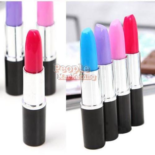 P4PM 3x Lipstick Shape Ball Point Pen Lady Favor Office Stationery Set Cute