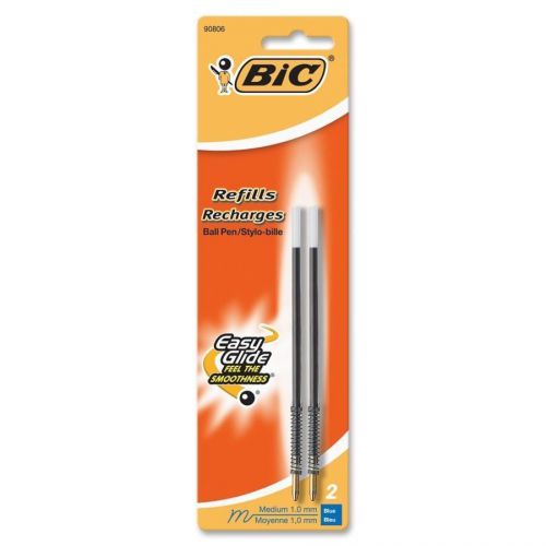 BIC Clear Clic Wide Body/Velocity Pen Refills, Blue, 2/Pack, BICMRC21BE