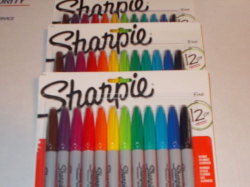 3pk x 24ct Sharpie Fine Point Permanent Markers, Assorted Rainbow color 12 count