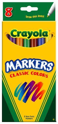 Crayola Fine Tip Classic Markers - Fine Marker Point Type - Red, (587709)