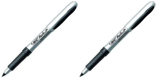 BIC Mark-it Ultra Fine Point Permanent Markers, Black, 2 pens - Rubberized grip