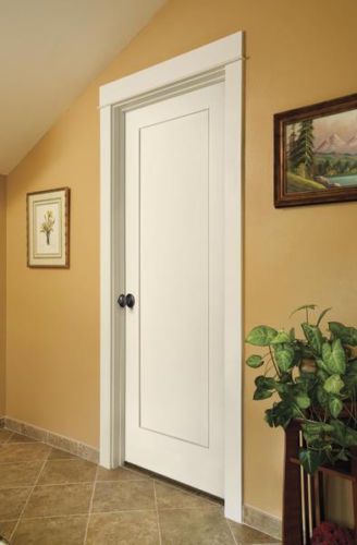 Madison 1 panel primed smooth solid core moulded mdf wood interior doors prehung for sale