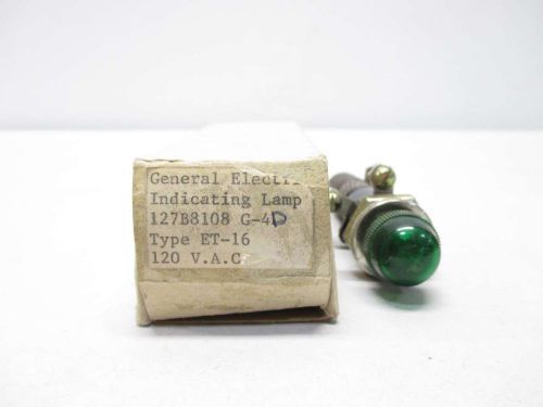 NEW GENERAL ELECTRIC GE 127B8108 G-4 ET-16 GREEN INDICATING 120V-AC LAMP D478168