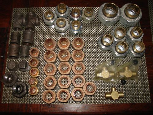 Unions watts 1 1/4&#034; 1&#034; 1/2 copper pvc fpt mpt npt brass couplings lot nibco for sale