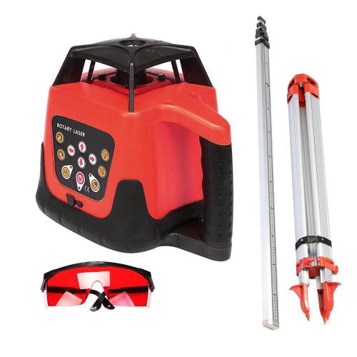 Rotary red laser level+tripod+staff rechargeable auto-controlled safe excellent for sale