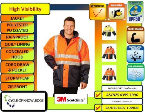 Sw28 high visibility safety workwear jacket; storm flap; 3m refective tape s-7xl for sale