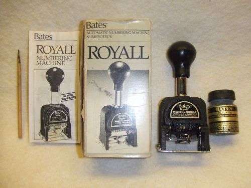Bates Royall Automatic Numbering Machine (Model No. RNM6-7) Box and ink