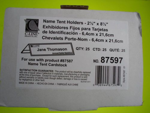 C-Line Rigid Inkjets/Laser Name Tent Holders - 25/Box 2 1/2 &#034; X 8 1/2&#034;  87587