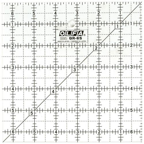 OLFA 6 1/2&#034; Square Non-Slip, Frosted Advantage Acrylic Ruler (OLFA QR-6S)
