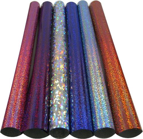 6 rolls kit SISER HOLOGRAPHIC - 20&#034; X 12&#034; sky,pink,purple,crystal,orange,blue