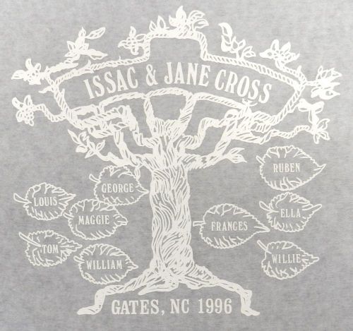 Cross family reunion tree gates nc 1996 screen print transfer wall craft for sale