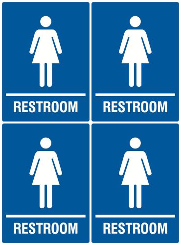 Restroom Girl Sign Wall Hanging For Office / Store / School Privacy Set of Four