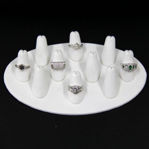 Ring Ten Finger Display White Faux Leather
