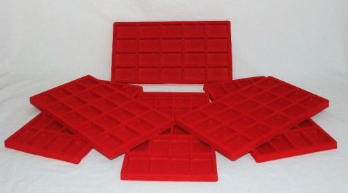 LOT OF 6  FLOCKED 20 COMPARTMENT INSERT 14 X 7 1/2 RED
