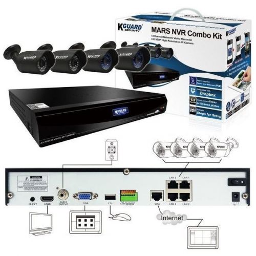 Kguard mr-4040 mars hd 720p ip cctv system 4 channel cameras poe nvr hard drive for sale