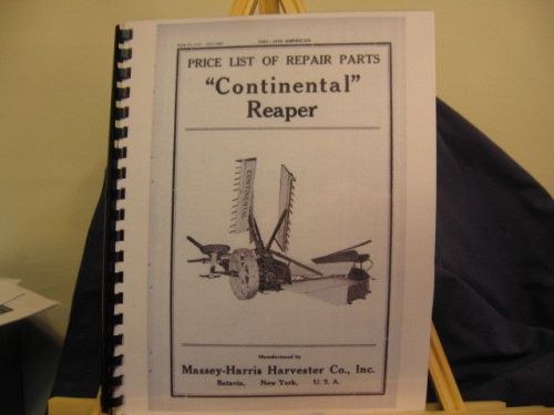 Massey-Harris  Continental Reaper 1891-1925  Price list and illustrations Manual
