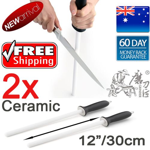 2x Professional Ceramic Knife Sharpening Steel Sharpener 30cm/12&#034; 600Grit New