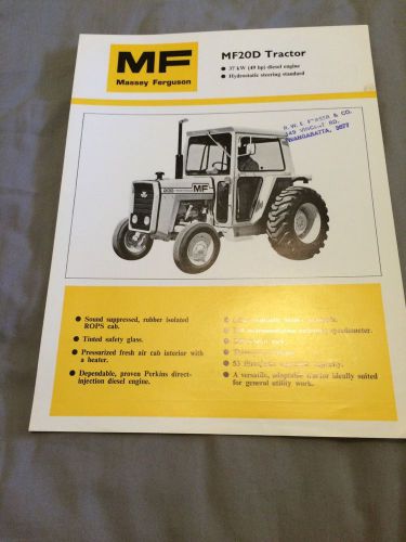 Massey Ferguson MF20D Tractor Sales Leaflet Brochure