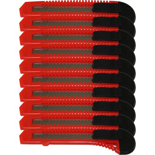 Lot of 10 6&#034; Inch RED Utility knives Knife Box Cutters Snap Off Blade Razor Set