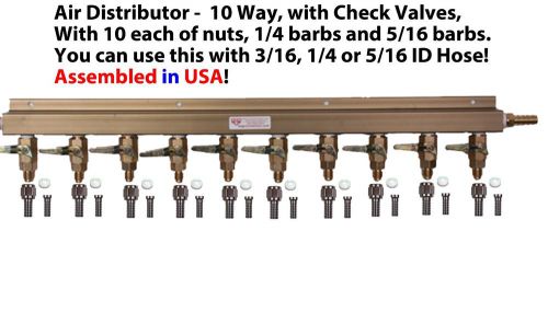 10 way CO2 Manifold Air Distributor Draft Beer MFL Check Valves (AD110Ebay)
