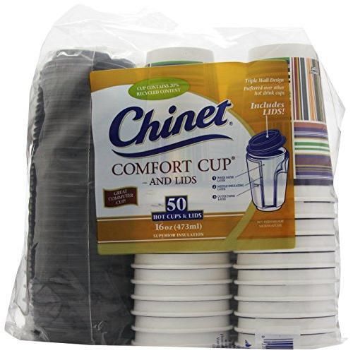 Chinet comfort cup (16-ounce cups), 50-count cups &amp; lids new for sale