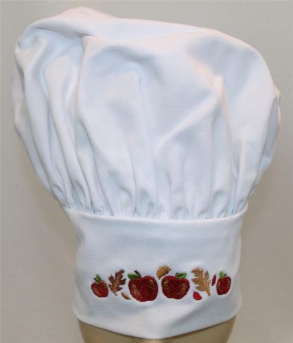 Autumn Apples Fall Leaves Adult Size Adjustable White Chef Hat Thanksgiving Day