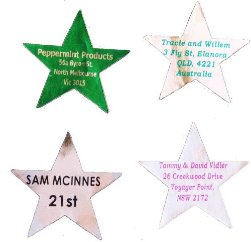 Silver Stars personalised stickers custom printed address labels  x 100!
