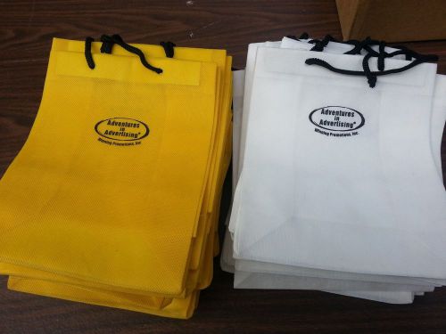 31 Small Shopping Merchandise Cloth Tote Bags Lot 9&#034; x 8&#034; x 4&#034; w/ handle Logo