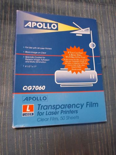 Apollo Laser Printer Transparency Film CG7060 25+ New 8.5X11 Sheets in Open Box