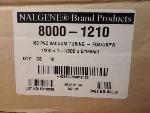 Nalgene 180 pvc laboratory vacuum tubing 1/2” id 1-1/8” od 8000-1210 (6 feet) for sale