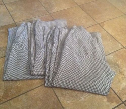 Lot Of 4 Chefs Pants Uniform- Black And White Checked Print, Cook Pants Sz 38