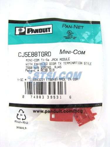 Panduit cj5e88tgrd cat5e mini-com jack red ~stsi for sale