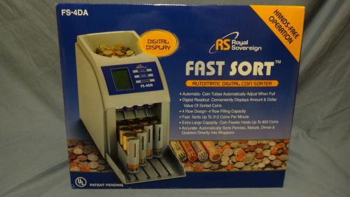 Royal Sovereign Fast Sort FS4DA Automatic Hands Free Digital Coin Sorter - NEW