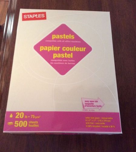 Staples Pastels Copy Paper #490950 Cream 500 Sheets Letter Size Acid Free 20lb