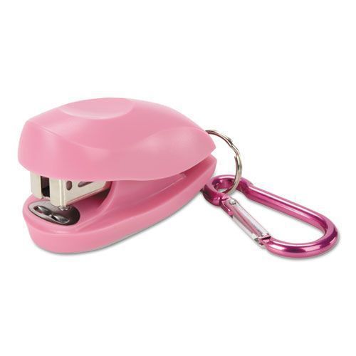 TOT Mini Stapler with Carabiner Clip, 12-Sheet Capacity, Pink