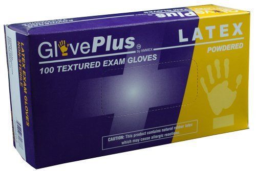 Ammex gp gloveplus latex glove  medical exam  disposable  powdered  small (box o for sale