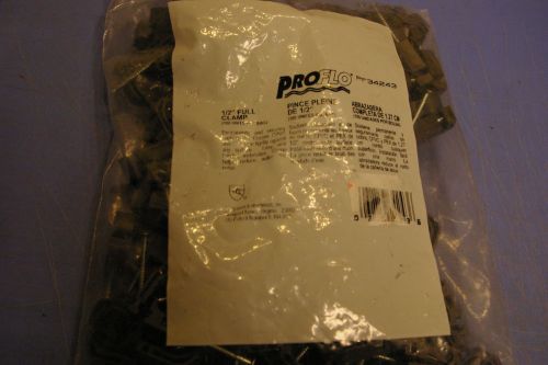 1 Bag of 100 – ProFlo PF 34243, 1/2 Poly Full Clamp With Barb Nail. NEW in Bag.