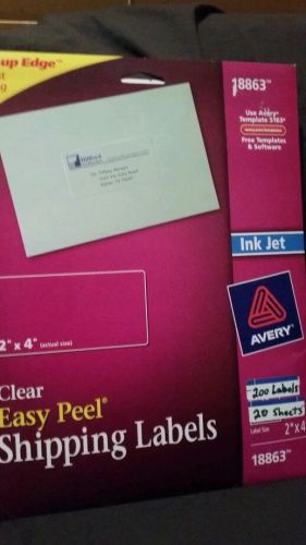 Genuine Avery Easy Peel Clear Mailing Labels for Inkjet, 2&#034; x 4&#034; 200/Pack #18863