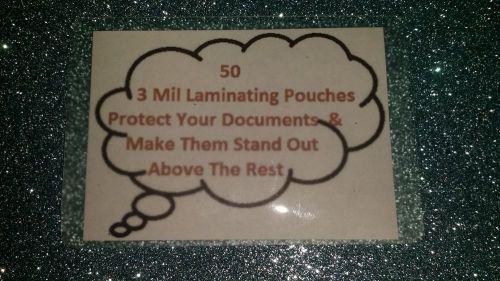 50 Laminating/Laminator Pouches / Sheets 3 Mil Business Card Heat Seal