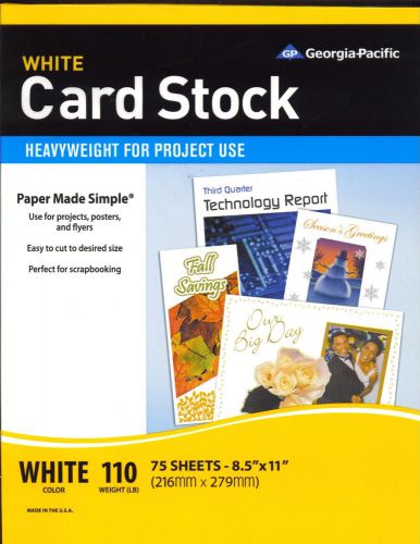 Georgia – Pacific Card Stock ~ White (110 LB) 75 Sheet 8  1/2 ”x 11”