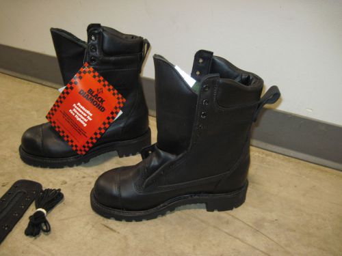 270-0974 Black Diamond Black Leather Fire Boots Mens size 6M / Womens size 7M