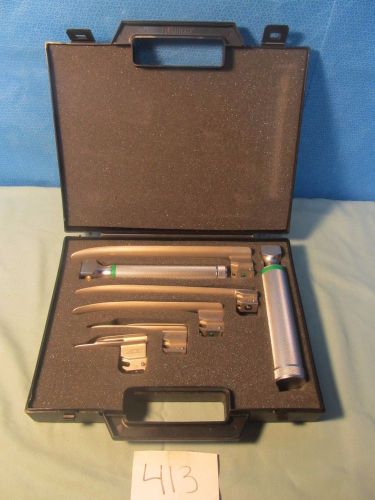 ADC Miller Laryngoscope Set FiberOptic with 5 Blades &amp; Case