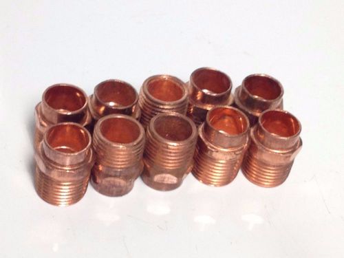 10 pcs. 1/2&#034; x 1/2&#034;  Male Threaded Copper Adapters NPT MNPT Plumbing Fittings