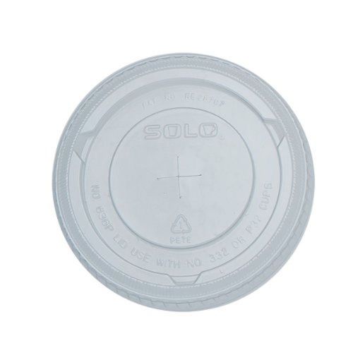 SOLO 639TRN-0090 PETE Flat Lid for Cold Cup, Straw Slots, 4.3&#034; x 0.4&#034;, Clear of
