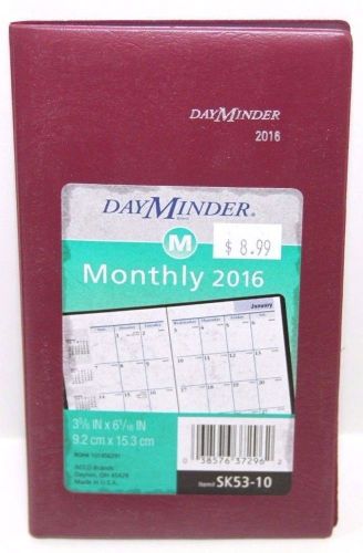 Day Minder SK53-10 Monthly 2016 Pocket Planer 3 5/8&#034; x 6 1/16&#034; Burgundy